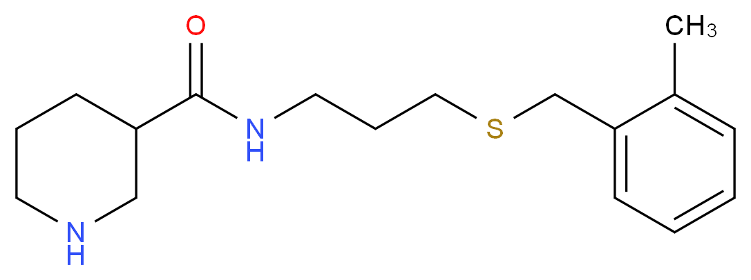 N-{3-[(2-methylbenzyl)thio]propyl}piperidine-3-carboxamide_分子结构_CAS_)