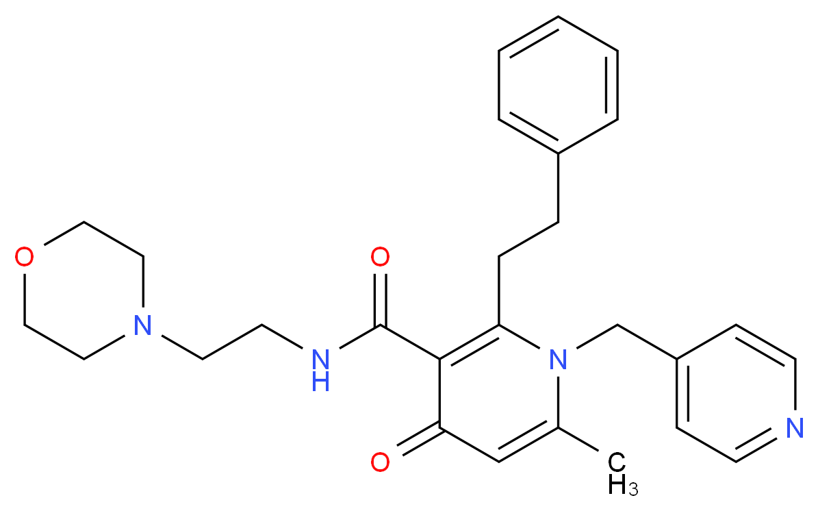 6-methyl-N-[2-(4-morpholinyl)ethyl]-4-oxo-2-(2-phenylethyl)-1-(4-pyridinylmethyl)-1,4-dihydro-3-pyridinecarboxamide_分子结构_CAS_)