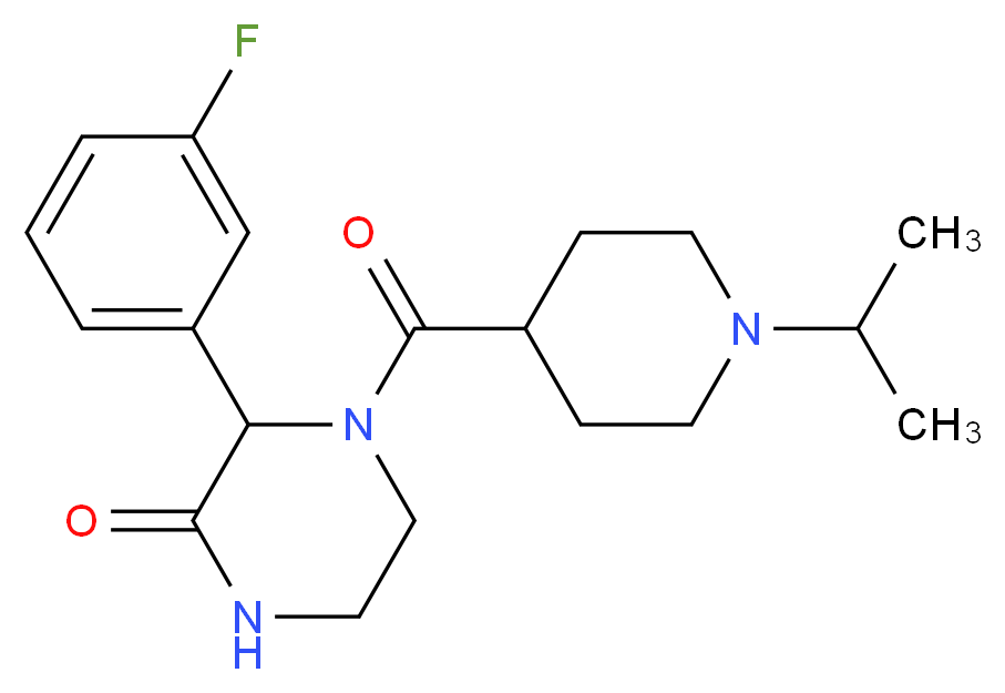 3-(3-fluorophenyl)-4-[(1-isopropylpiperidin-4-yl)carbonyl]piperazin-2-one_分子结构_CAS_)