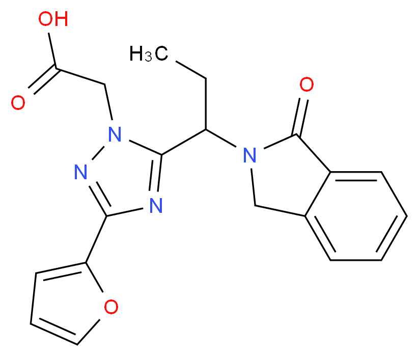 {3-(2-furyl)-5-[1-(1-oxo-1,3-dihydro-2H-isoindol-2-yl)propyl]-1H-1,2,4-triazol-1-yl}acetic acid_分子结构_CAS_)