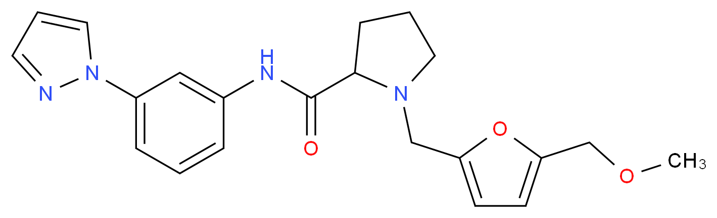 1-{[5-(methoxymethyl)-2-furyl]methyl}-N-[3-(1H-pyrazol-1-yl)phenyl]prolinamide_分子结构_CAS_)