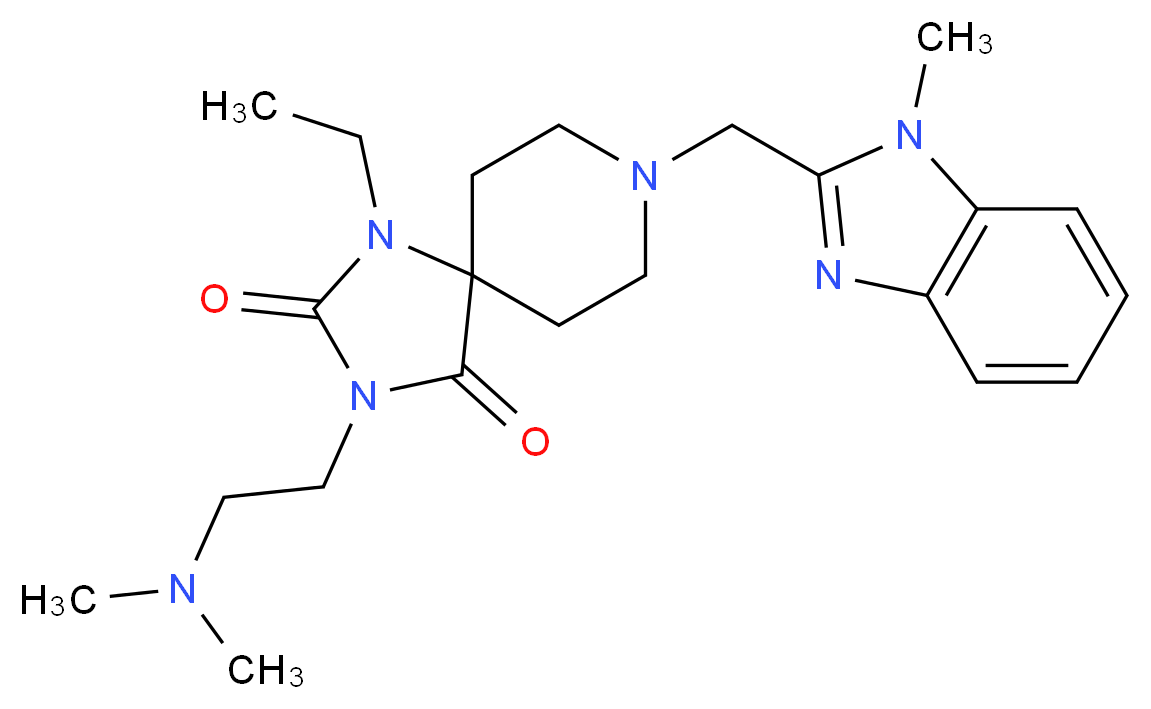 3-[2-(dimethylamino)ethyl]-1-ethyl-8-[(1-methyl-1H-benzimidazol-2-yl)methyl]-1,3,8-triazaspiro[4.5]decane-2,4-dione_分子结构_CAS_)