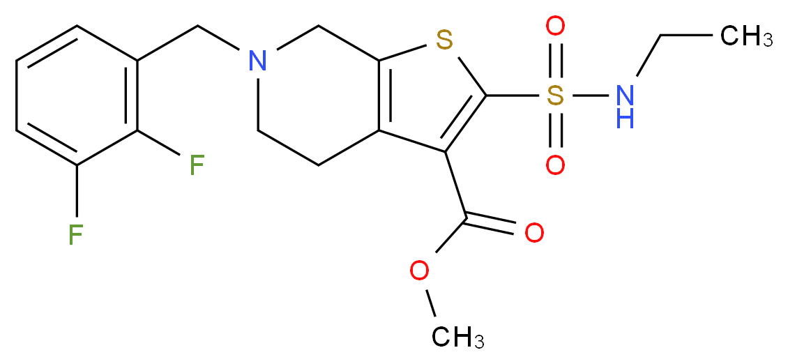 methyl 6-(2,3-difluorobenzyl)-2-[(ethylamino)sulfonyl]-4,5,6,7-tetrahydrothieno[2,3-c]pyridine-3-carboxylate_分子结构_CAS_)
