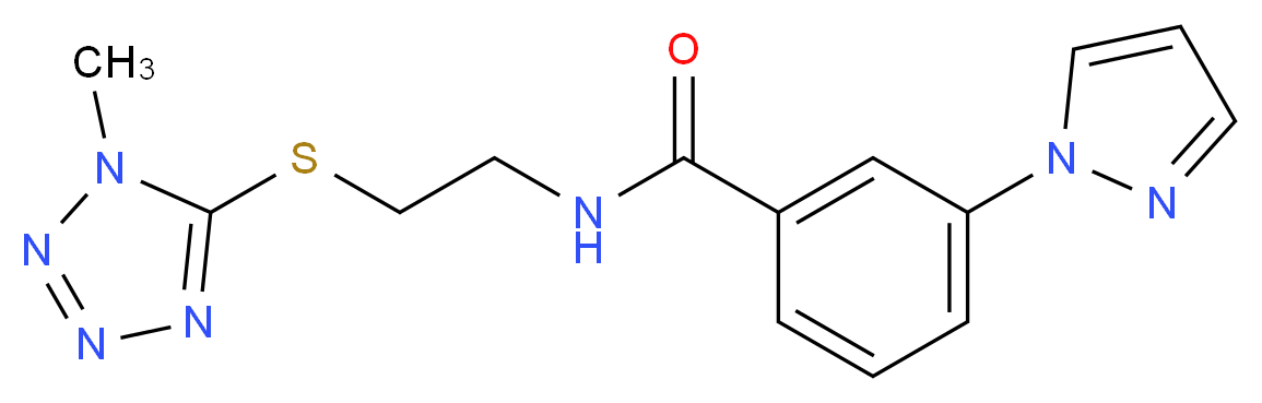 N-{2-[(1-methyl-1H-tetrazol-5-yl)thio]ethyl}-3-(1H-pyrazol-1-yl)benzamide_分子结构_CAS_)