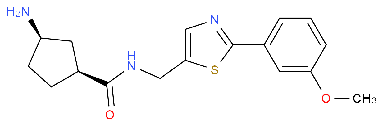 (1S*,3R*)-3-amino-N-{[2-(3-methoxyphenyl)-1,3-thiazol-5-yl]methyl}cyclopentanecarboxamide_分子结构_CAS_)