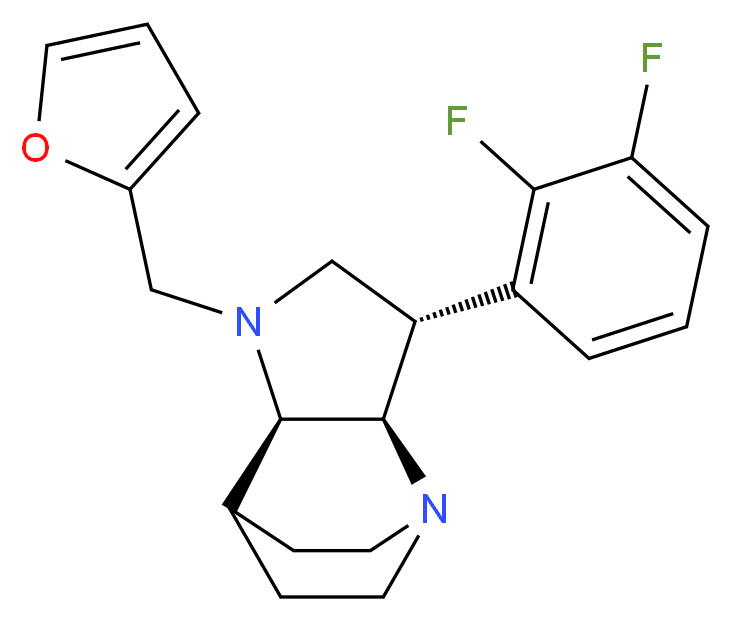 (2R*,3S*,6R*)-3-(2,3-difluorophenyl)-5-(2-furylmethyl)-1,5-diazatricyclo[5.2.2.0~2,6~]undecane_分子结构_CAS_)