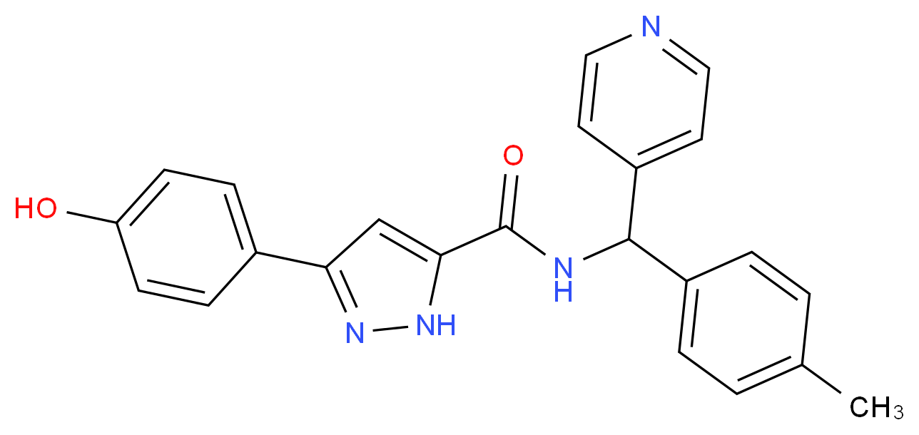 3-(4-hydroxyphenyl)-N-[(4-methylphenyl)(4-pyridinyl)methyl]-1H-pyrazole-5-carboxamide_分子结构_CAS_)