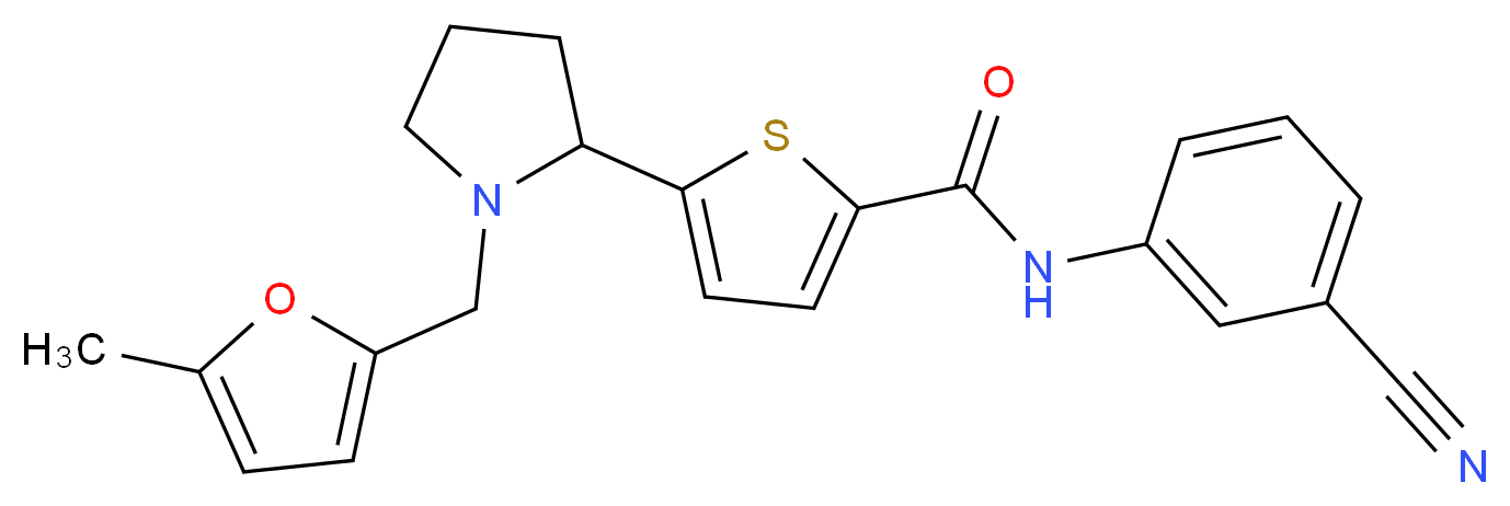N-(3-cyanophenyl)-5-{1-[(5-methyl-2-furyl)methyl]-2-pyrrolidinyl}-2-thiophenecarboxamide_分子结构_CAS_)