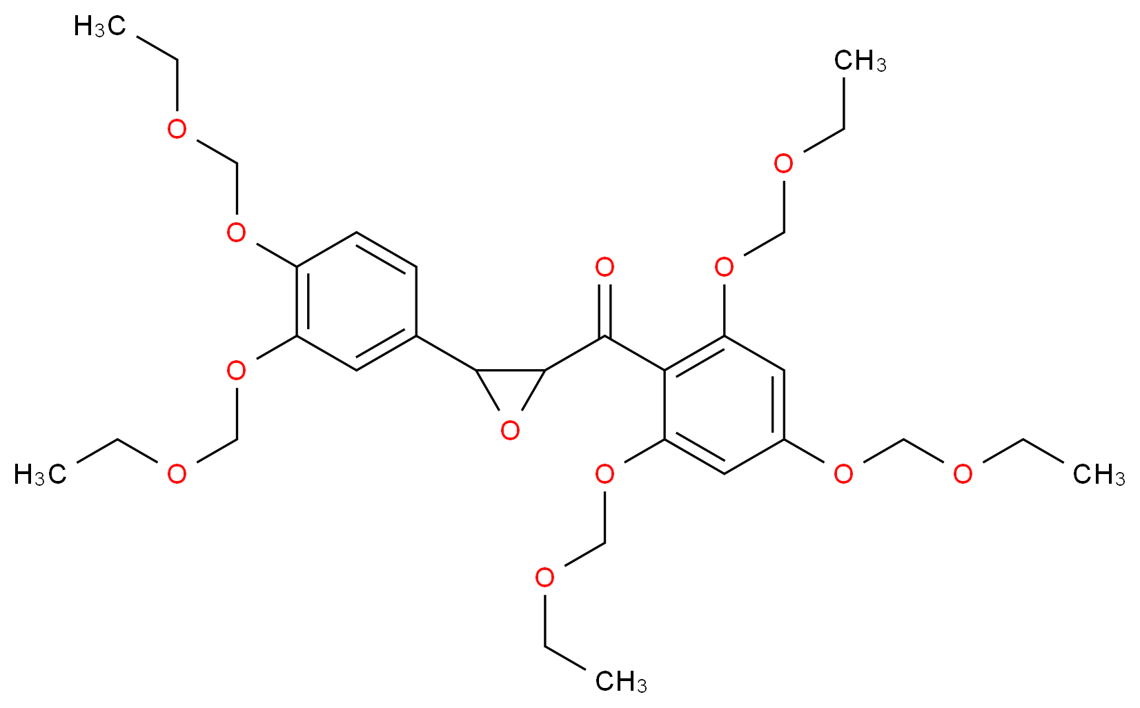 2-[3,4-bis(ethoxymethoxy)phenyl]-3-[2,4,6-tris(ethoxymethoxy)benzoyl]oxirane_分子结构_CAS_1076199-12-6