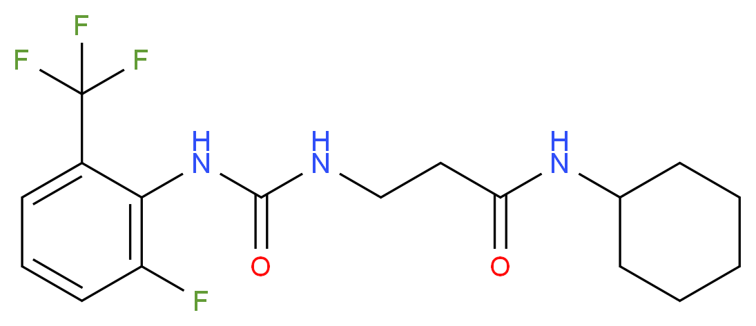 N~1~-cyclohexyl-N~3~-({[2-fluoro-6-(trifluoromethyl)phenyl]amino}carbonyl)-beta-alaninamide_分子结构_CAS_)