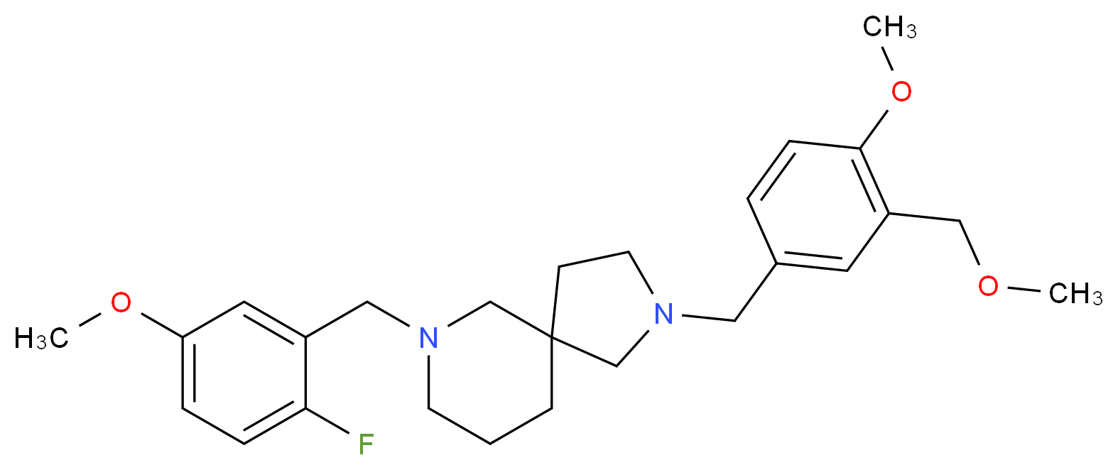 7-(2-fluoro-5-methoxybenzyl)-2-[4-methoxy-3-(methoxymethyl)benzyl]-2,7-diazaspiro[4.5]decane_分子结构_CAS_)