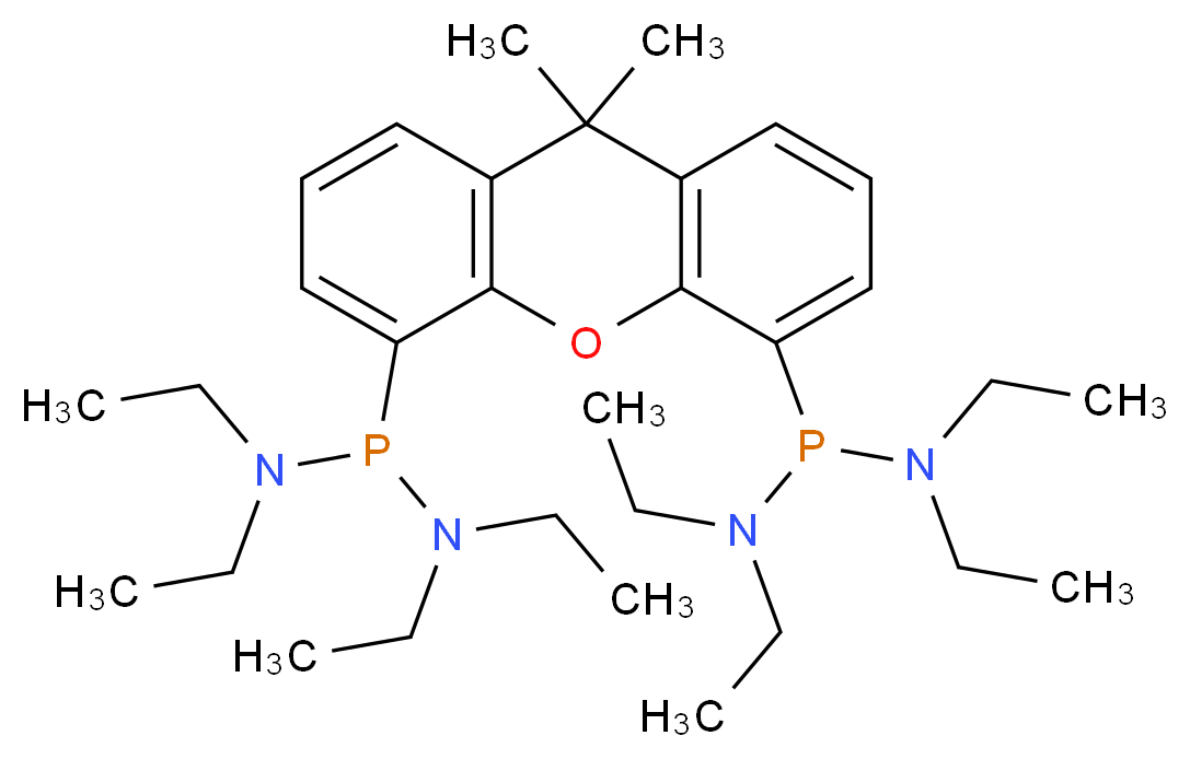 P,P′-(9,9-二甲基-9H-氧杂蒽-4,5-二基)双[N,N,N′,N′-四乙基-亚膦酸二酰胺]_分子结构_CAS_349100-75-0)