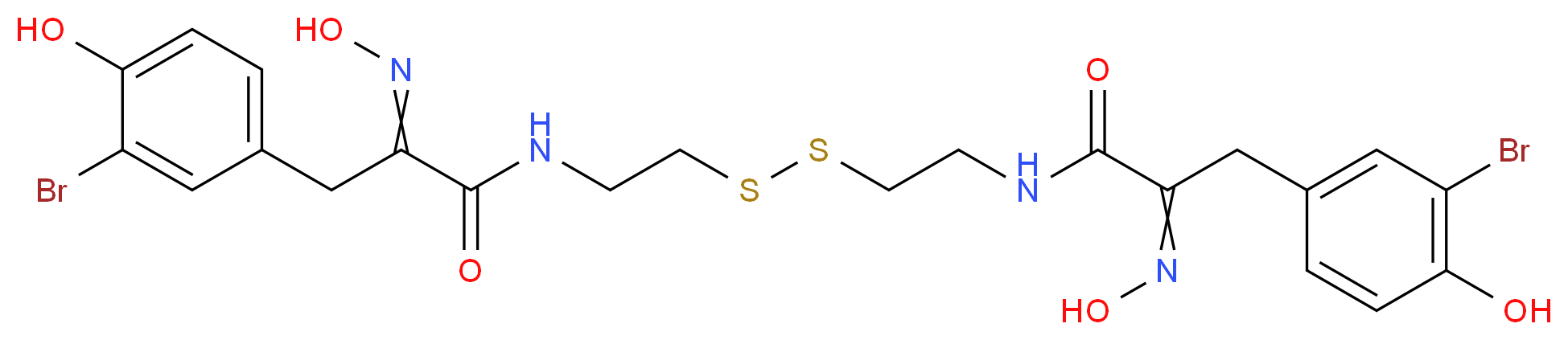 3-(3-bromo-4-hydroxyphenyl)-N-[2-({2-[3-(3-bromo-4-hydroxyphenyl)-2-(N-hydroxyimino)propanamido]ethyl}disulfanyl)ethyl]-2-(N-hydroxyimino)propanamide_分子结构_CAS_110659-91-1