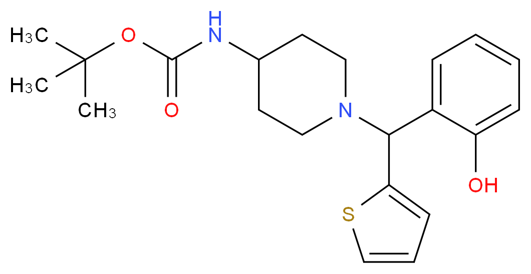 tert-butyl N-{1-[(2-hydroxyphenyl)(thiophen-2-yl)methyl]piperidin-4-yl}carbamate_分子结构_CAS_870703-80-3
