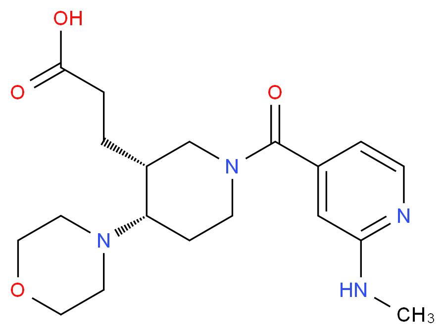 3-{(3R*,4S*)-1-[2-(methylamino)isonicotinoyl]-4-morpholin-4-ylpiperidin-3-yl}propanoic acid_分子结构_CAS_)