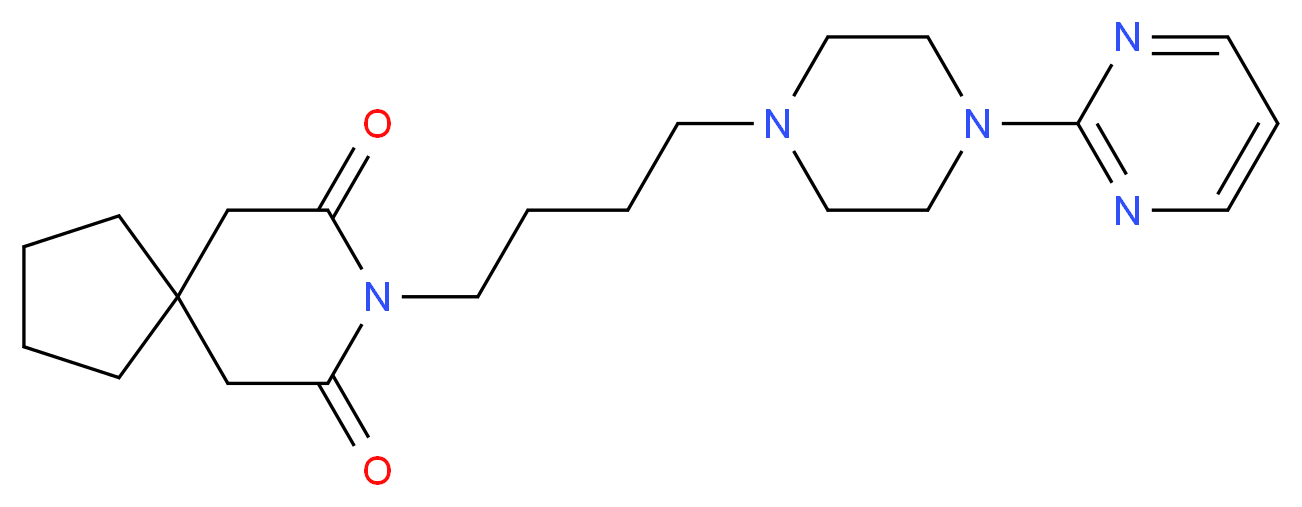 8-{4-[4-(pyrimidin-2-yl)piperazin-1-yl]butyl}-8-azaspiro[4.5]decane-7,9-dione_分子结构_CAS_36505-84-7