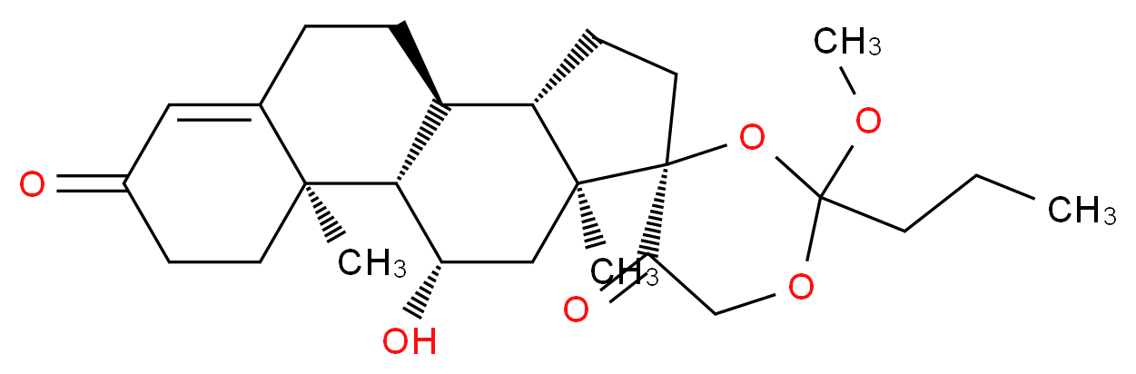 (1'S,2R,2'R,10'S,11'S,15'S,17'S)-17'-hydroxy-6-methoxy-2',15'-dimethyl-6-propylspiro[1,5-dioxane-2,14'-tetracyclo[8.7.0.0<sup>2</sup>,<sup>7</sup>.0<sup>1</sup><sup>1</sup>,<sup>1</sup><sup>5</sup>]heptadecan]-6'-ene-3,5'-dione_分子结构_CAS_13609-63-7