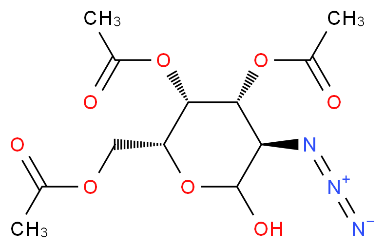 [(2R,3R,4R,5R)-3,4-bis(acetyloxy)-5-azido-6-hydroxyoxan-2-yl]methyl acetate_分子结构_CAS_83025-10-9