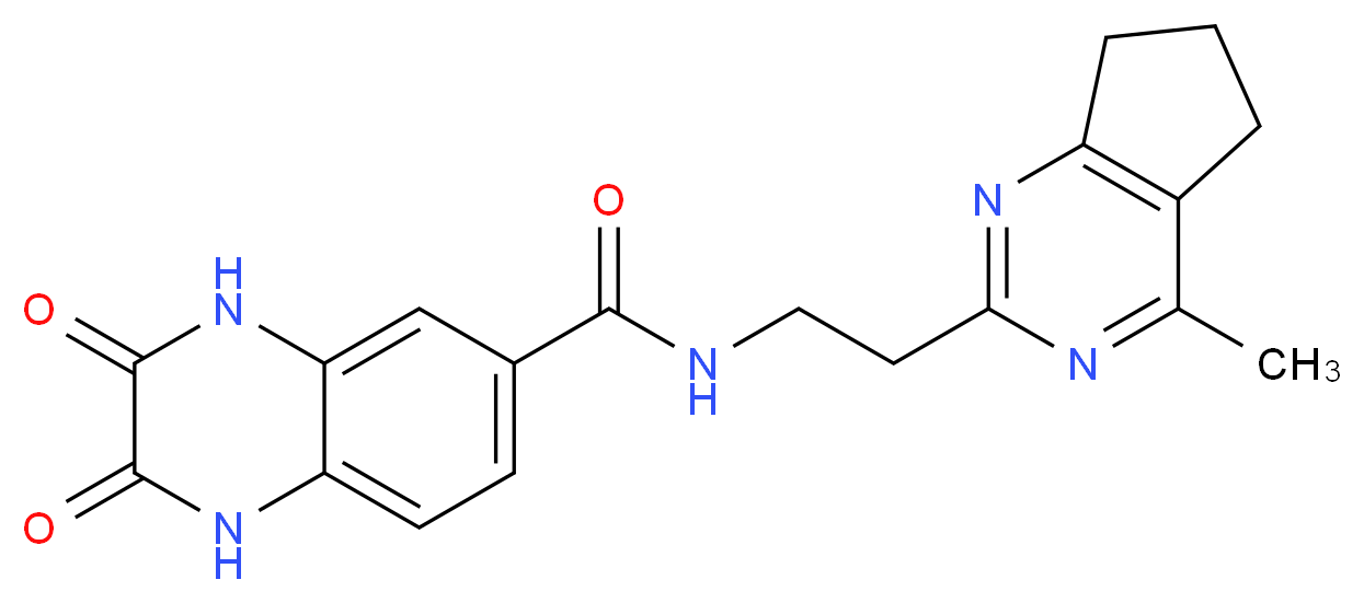 N-[2-(4-methyl-6,7-dihydro-5H-cyclopenta[d]pyrimidin-2-yl)ethyl]-2,3-dioxo-1,2,3,4-tetrahydroquinoxaline-6-carboxamide_分子结构_CAS_)