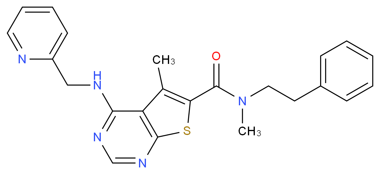 N,5-dimethyl-N-(2-phenylethyl)-4-[(2-pyridinylmethyl)amino]thieno[2,3-d]pyrimidine-6-carboxamide_分子结构_CAS_)