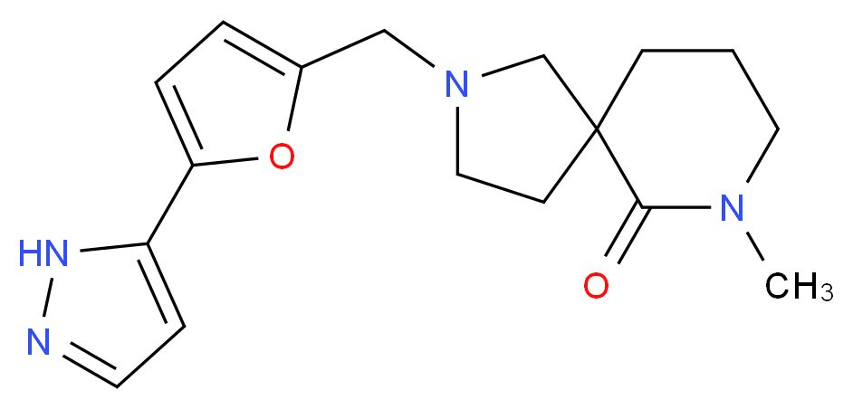 7-methyl-2-{[5-(1H-pyrazol-5-yl)-2-furyl]methyl}-2,7-diazaspiro[4.5]decan-6-one_分子结构_CAS_)