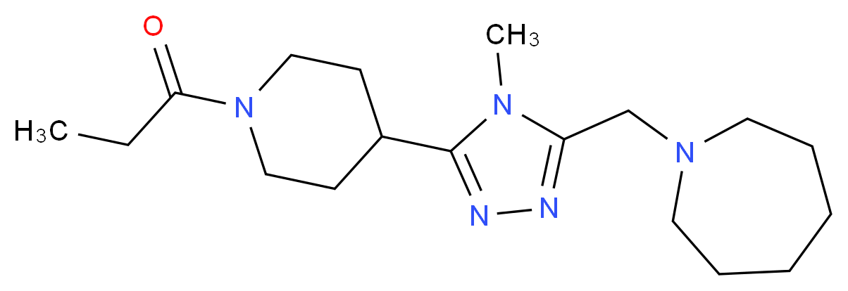 1-{[4-methyl-5-(1-propionylpiperidin-4-yl)-4H-1,2,4-triazol-3-yl]methyl}azepane_分子结构_CAS_)