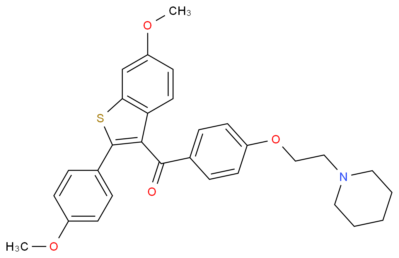 1-(2-{4-[6-methoxy-2-(4-methoxyphenyl)-1-benzothiophene-3-carbonyl]phenoxy}ethyl)piperidine_分子结构_CAS_84541-38-8