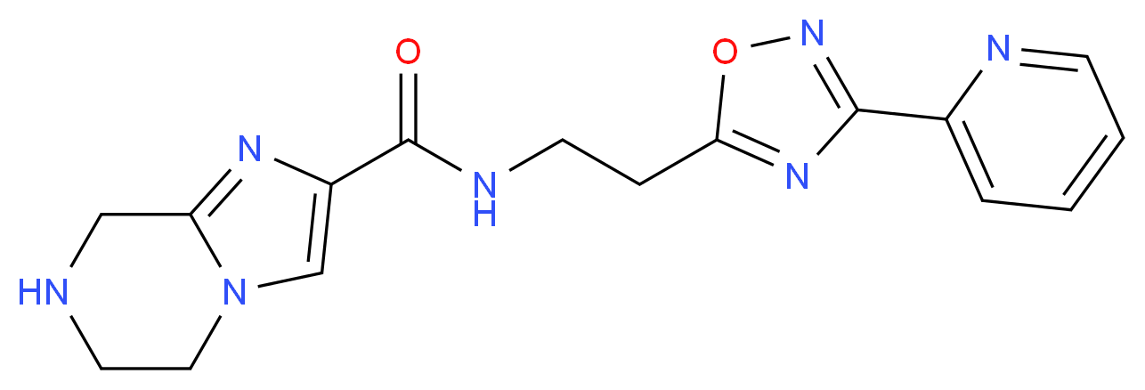 N-{2-[3-(2-pyridinyl)-1,2,4-oxadiazol-5-yl]ethyl}-5,6,7,8-tetrahydroimidazo[1,2-a]pyrazine-2-carboxamide_分子结构_CAS_)