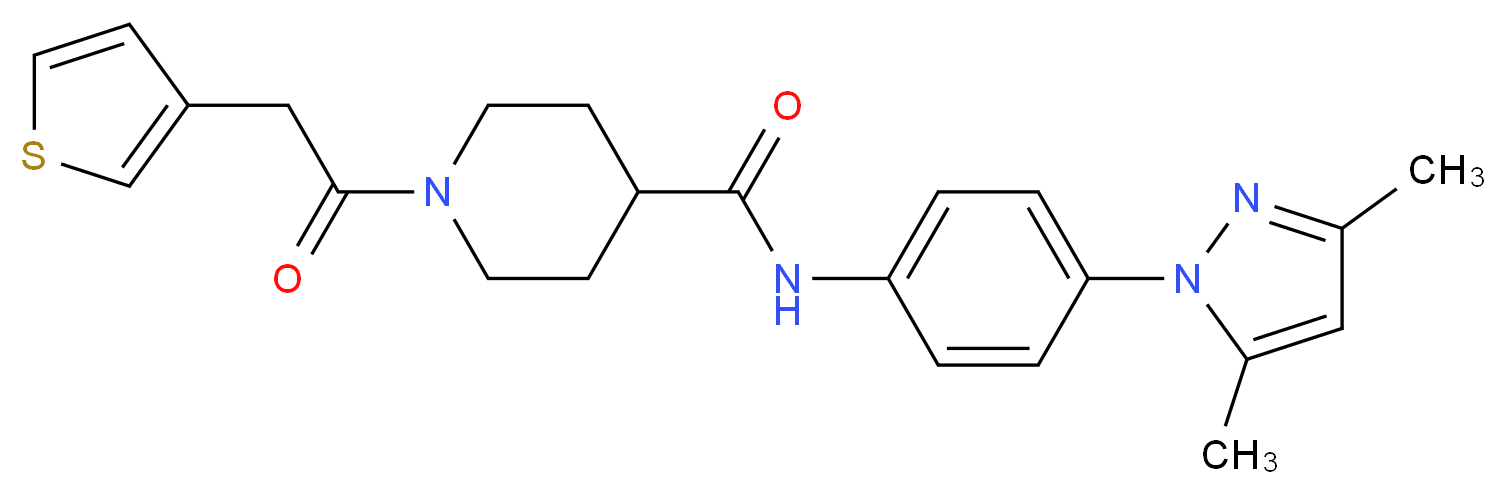 N-[4-(3,5-dimethyl-1H-pyrazol-1-yl)phenyl]-1-(3-thienylacetyl)-4-piperidinecarboxamide_分子结构_CAS_)