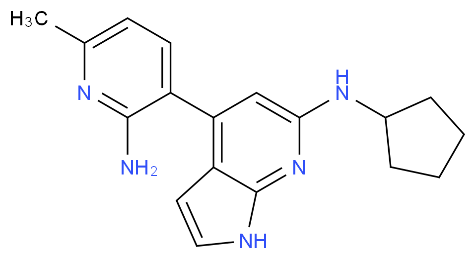 4-(2-amino-6-methylpyridin-3-yl)-N-cyclopentyl-1H-pyrrolo[2,3-b]pyridin-6-amine_分子结构_CAS_)