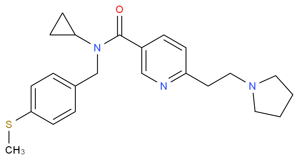 N-cyclopropyl-N-[4-(methylthio)benzyl]-6-(2-pyrrolidin-1-ylethyl)nicotinamide_分子结构_CAS_)