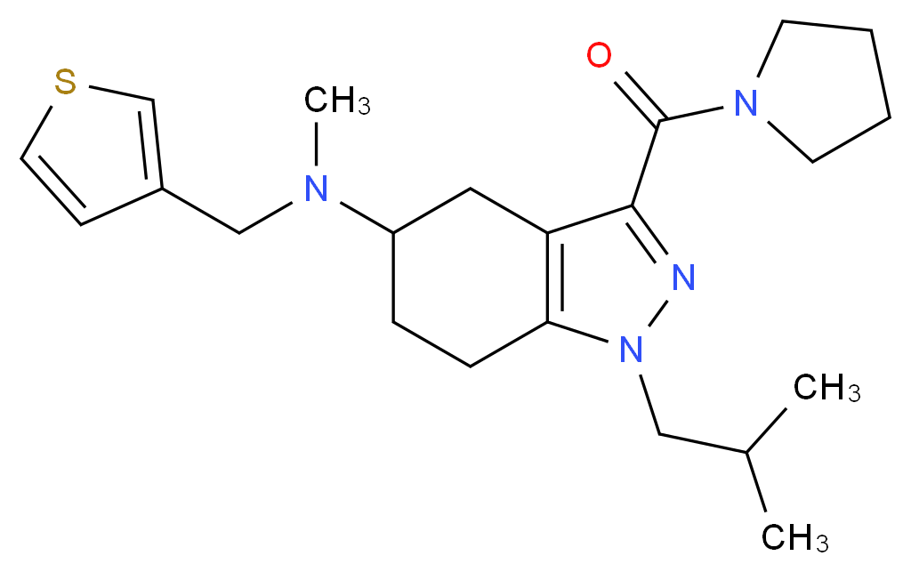 1-isobutyl-N-methyl-3-(1-pyrrolidinylcarbonyl)-N-(3-thienylmethyl)-4,5,6,7-tetrahydro-1H-indazol-5-amine_分子结构_CAS_)