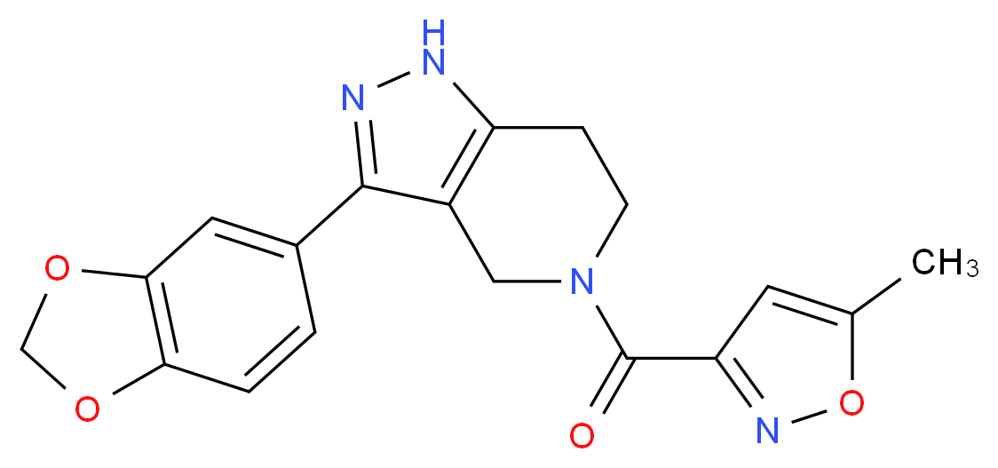 3-(1,3-benzodioxol-5-yl)-5-[(5-methyl-3-isoxazolyl)carbonyl]-4,5,6,7-tetrahydro-1H-pyrazolo[4,3-c]pyridine_分子结构_CAS_)