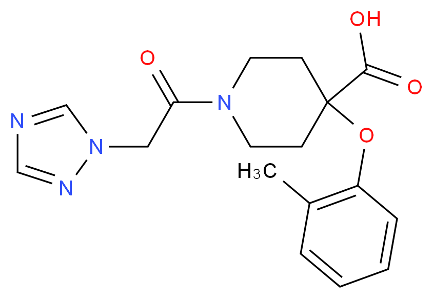 4-(2-methylphenoxy)-1-(1H-1,2,4-triazol-1-ylacetyl)piperidine-4-carboxylic acid_分子结构_CAS_)