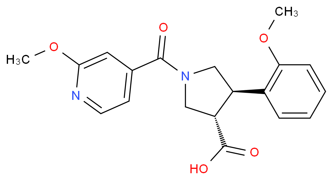 (3S*,4R*)-1-(2-methoxyisonicotinoyl)-4-(2-methoxyphenyl)pyrrolidine-3-carboxylic acid_分子结构_CAS_)