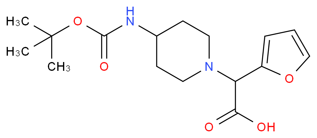 2-(4-Boc-氨基哌啶-1-基)-2-(呋喃-2-基)乙酸_分子结构_CAS_870703-77-8)