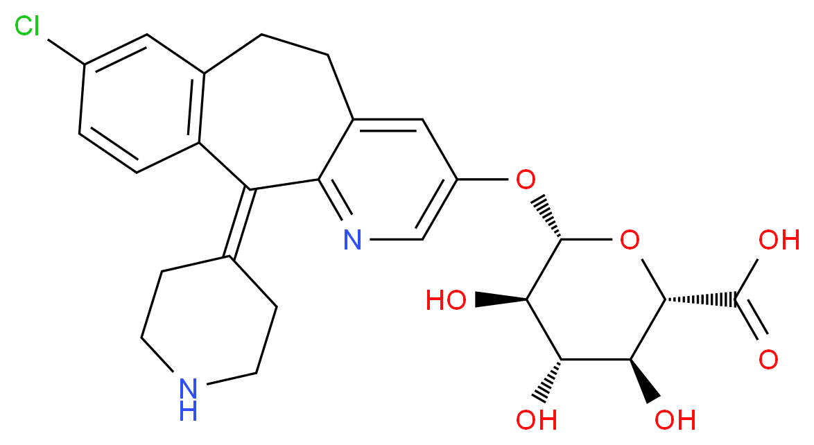 (2S,3S,4S,5R,6S)-6-{[13-chloro-2-(piperidin-4-ylidene)-4-azatricyclo[9.4.0.0<sup>3</sup>,<sup>8</sup>]pentadeca-1(11),3(8),4,6,12,14-hexaen-6-yl]oxy}-3,4,5-trihydroxyoxane-2-carboxylic acid_分子结构_CAS_774538-89-5