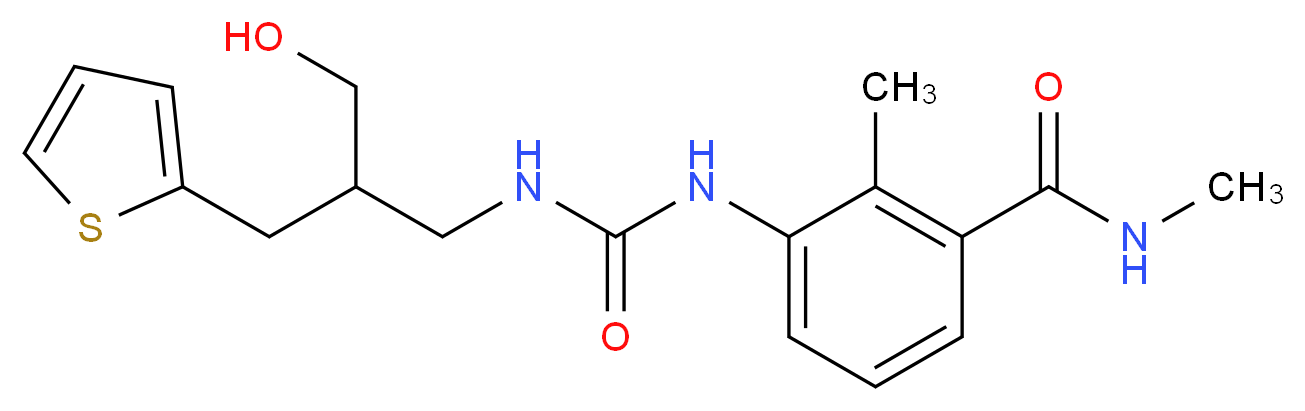 3-[({[3-hydroxy-2-(2-thienylmethyl)propyl]amino}carbonyl)amino]-N,2-dimethylbenzamide_分子结构_CAS_)