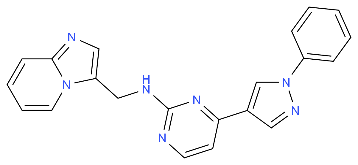N-(imidazo[1,2-a]pyridin-3-ylmethyl)-4-(1-phenyl-1H-pyrazol-4-yl)pyrimidin-2-amine_分子结构_CAS_)