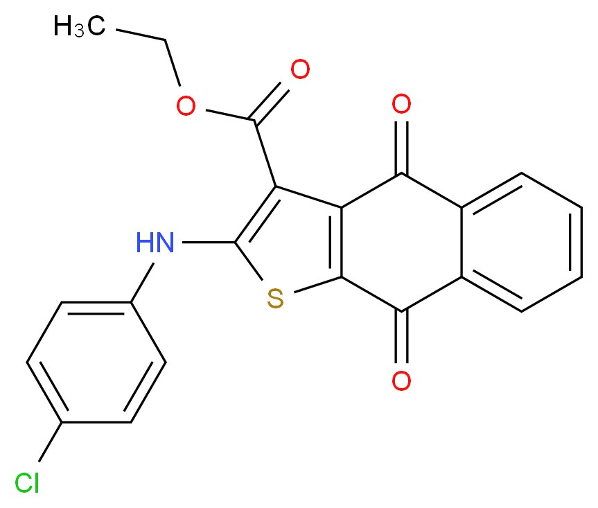 ethyl 2-[(4-chlorophenyl)amino]-4,9-dioxo-4H,9H-naphtho[2,3-b]thiophene-3-carboxylate_分子结构_CAS_1258638-44-6