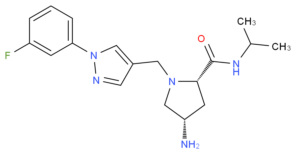 (2S,4S)-4-amino-1-{[1-(3-fluorophenyl)-1H-pyrazol-4-yl]methyl}-N-isopropylpyrrolidine-2-carboxamide_分子结构_CAS_)
