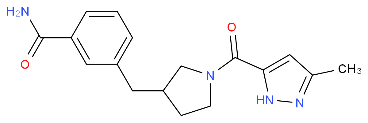 3-({1-[(3-methyl-1H-pyrazol-5-yl)carbonyl]pyrrolidin-3-yl}methyl)benzamide_分子结构_CAS_)