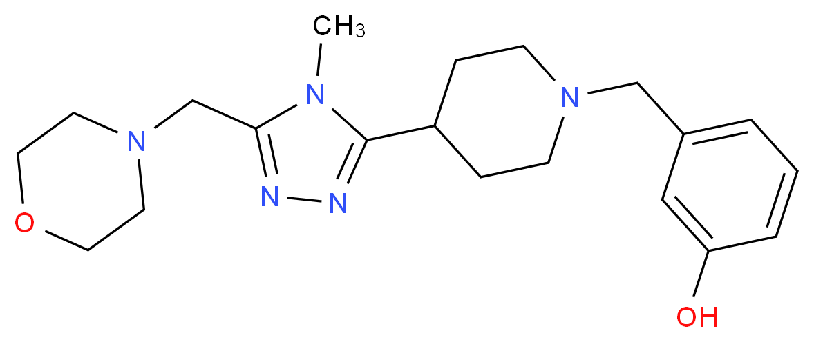 3-({4-[4-methyl-5-(morpholin-4-ylmethyl)-4H-1,2,4-triazol-3-yl]piperidin-1-yl}methyl)phenol_分子结构_CAS_)