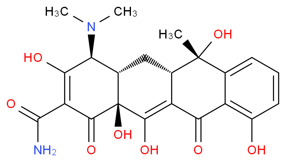 (4S,4aS,5aS,6S,12aS)-4-(dimethylamino)-3,6,10,12,12a-pentahydroxy-6-methyl-1,11-dioxo-1,4,4a,5,5a,6,11,12a-octahydrotetracene-2-carboxamide_分子结构_CAS_60-54-8