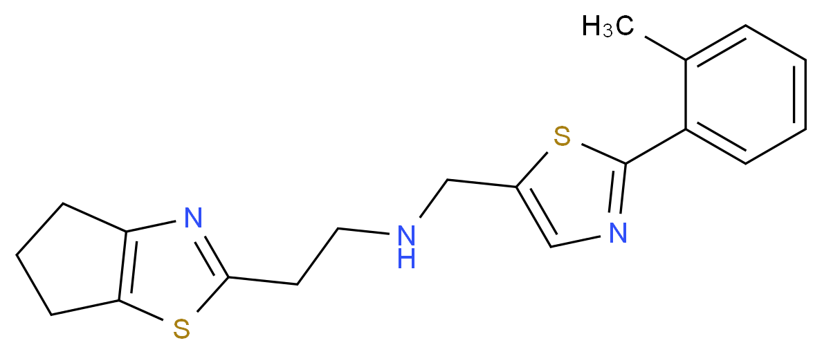 2-(5,6-dihydro-4H-cyclopenta[d][1,3]thiazol-2-yl)-N-{[2-(2-methylphenyl)-1,3-thiazol-5-yl]methyl}ethanamine_分子结构_CAS_)