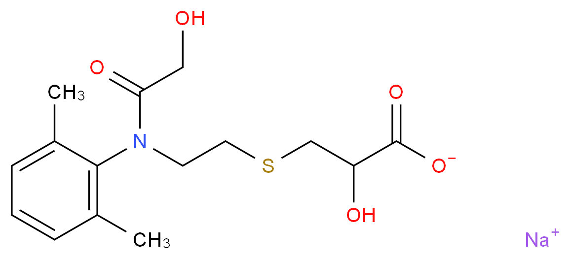 sodium 3-({2-[N-(2,6-dimethylphenyl)-2-hydroxyacetamido]ethyl}sulfanyl)-2-hydroxypropanoate_分子结构_CAS_1228182-52-2