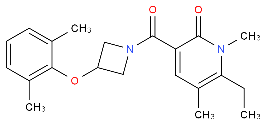 3-{[3-(2,6-dimethylphenoxy)-1-azetidinyl]carbonyl}-6-ethyl-1,5-dimethyl-2(1H)-pyridinone_分子结构_CAS_)