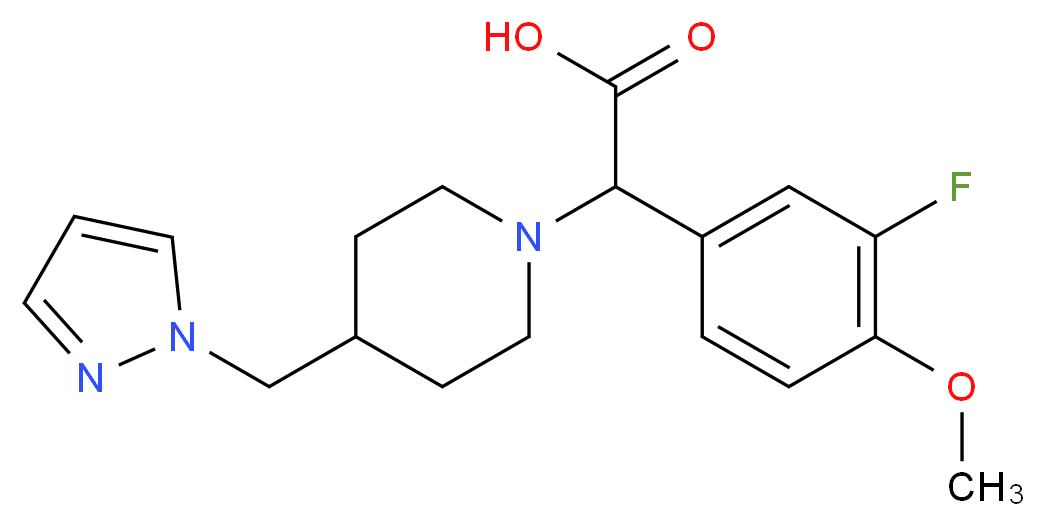 (3-fluoro-4-methoxyphenyl)[4-(1H-pyrazol-1-ylmethyl)piperidin-1-yl]acetic acid_分子结构_CAS_)