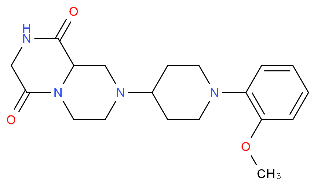 8-[1-(2-methoxyphenyl)piperidin-4-yl]tetrahydro-2H-pyrazino[1,2-a]pyrazine-1,4(3H,6H)-dione_分子结构_CAS_)