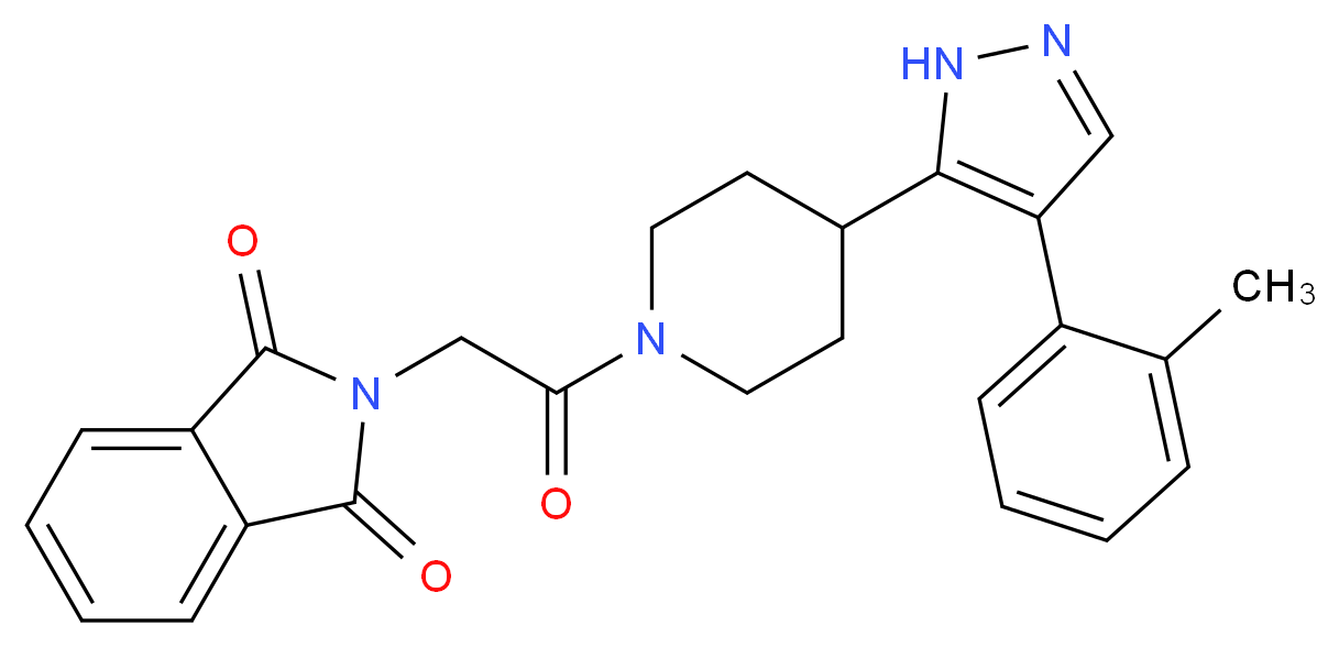 2-(2-{4-[4-(2-methylphenyl)-1H-pyrazol-5-yl]-1-piperidinyl}-2-oxoethyl)-1H-isoindole-1,3(2H)-dione_分子结构_CAS_)